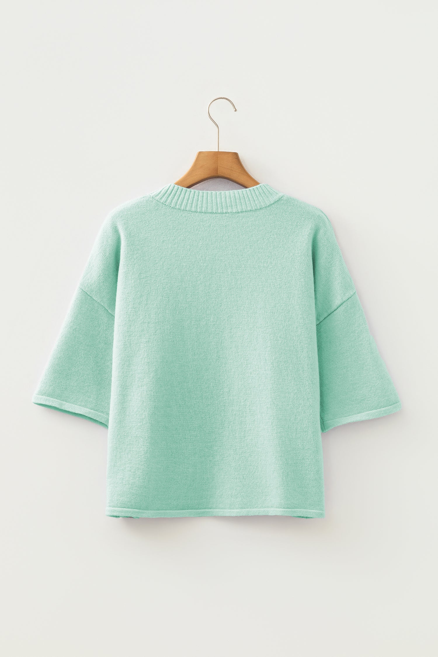 3/4 Sleeve Boxy Knit Button Down Sweater Cardigan