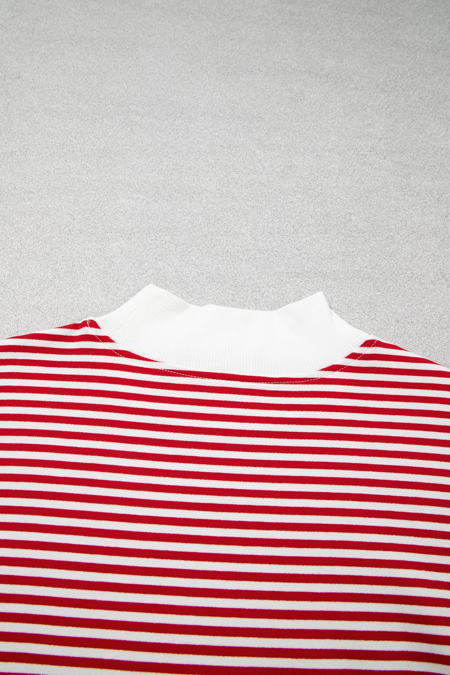 Red Stripe Oversize Mock Neck Sweatshirt and Shorts Set