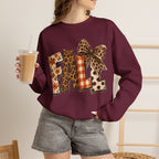Fall Leopard Patch Crewneck Sweatshirt