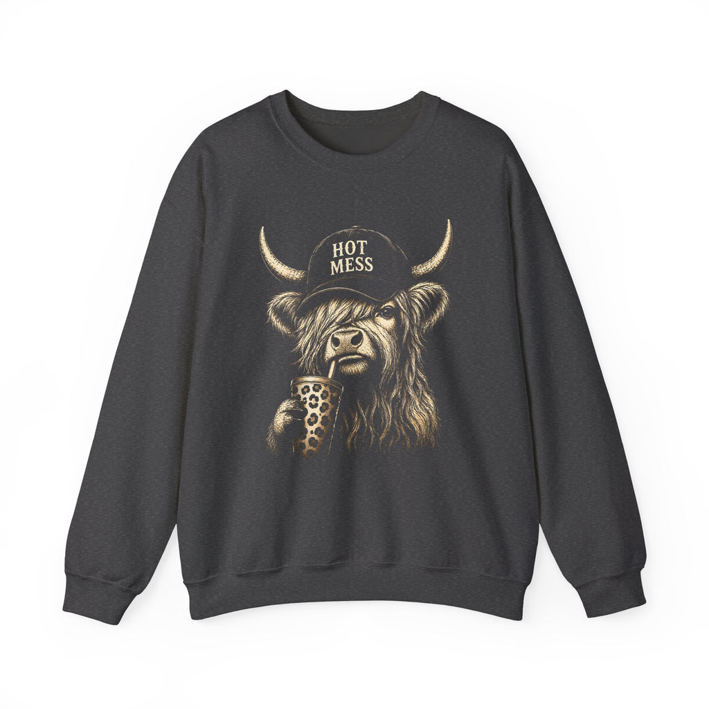 'Hot Mess' Cow Graphic Crewneck