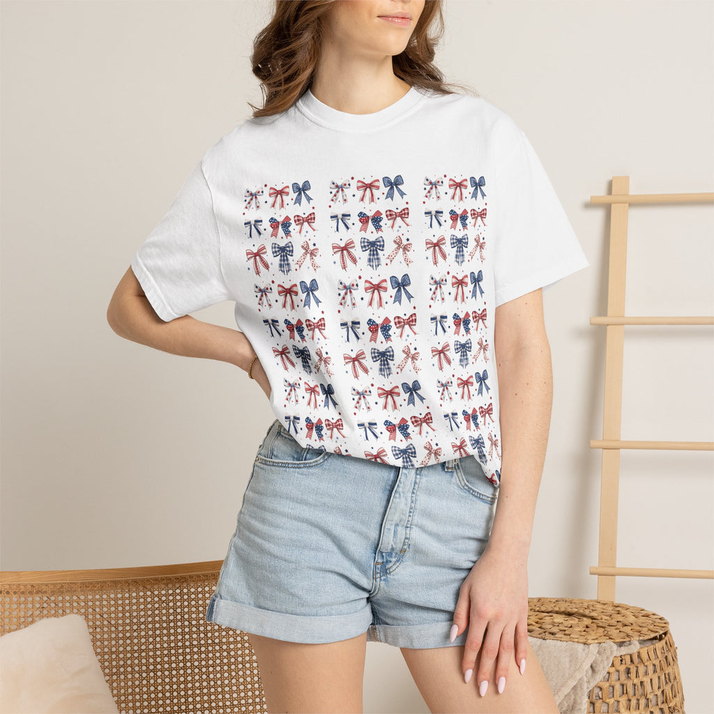 Red, White & Blue Ribbon Pattern T-shirt