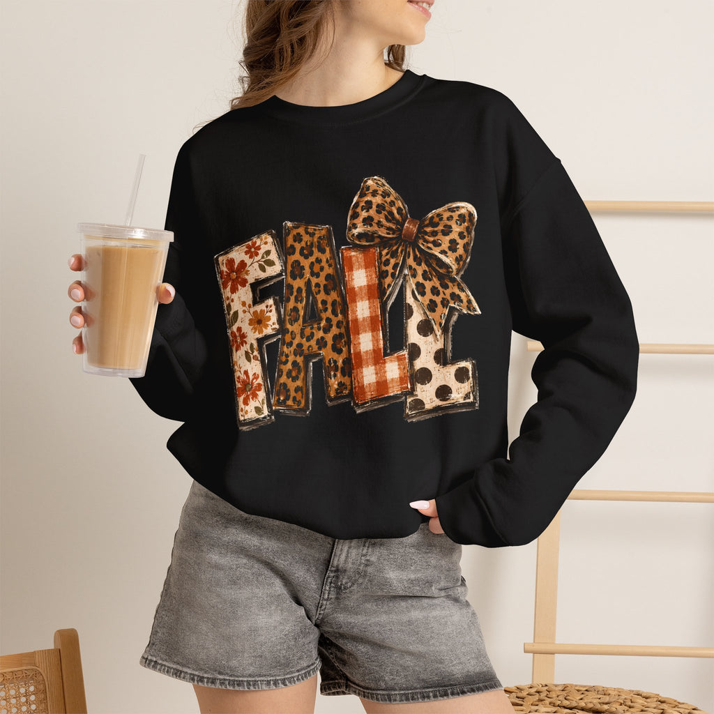 Fall Leopard Patch Crewneck Sweatshirt