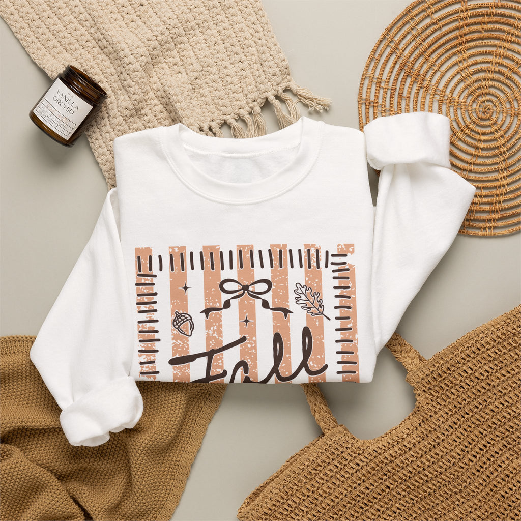 Fall Vibes Striped Crewneck Sweatshirt