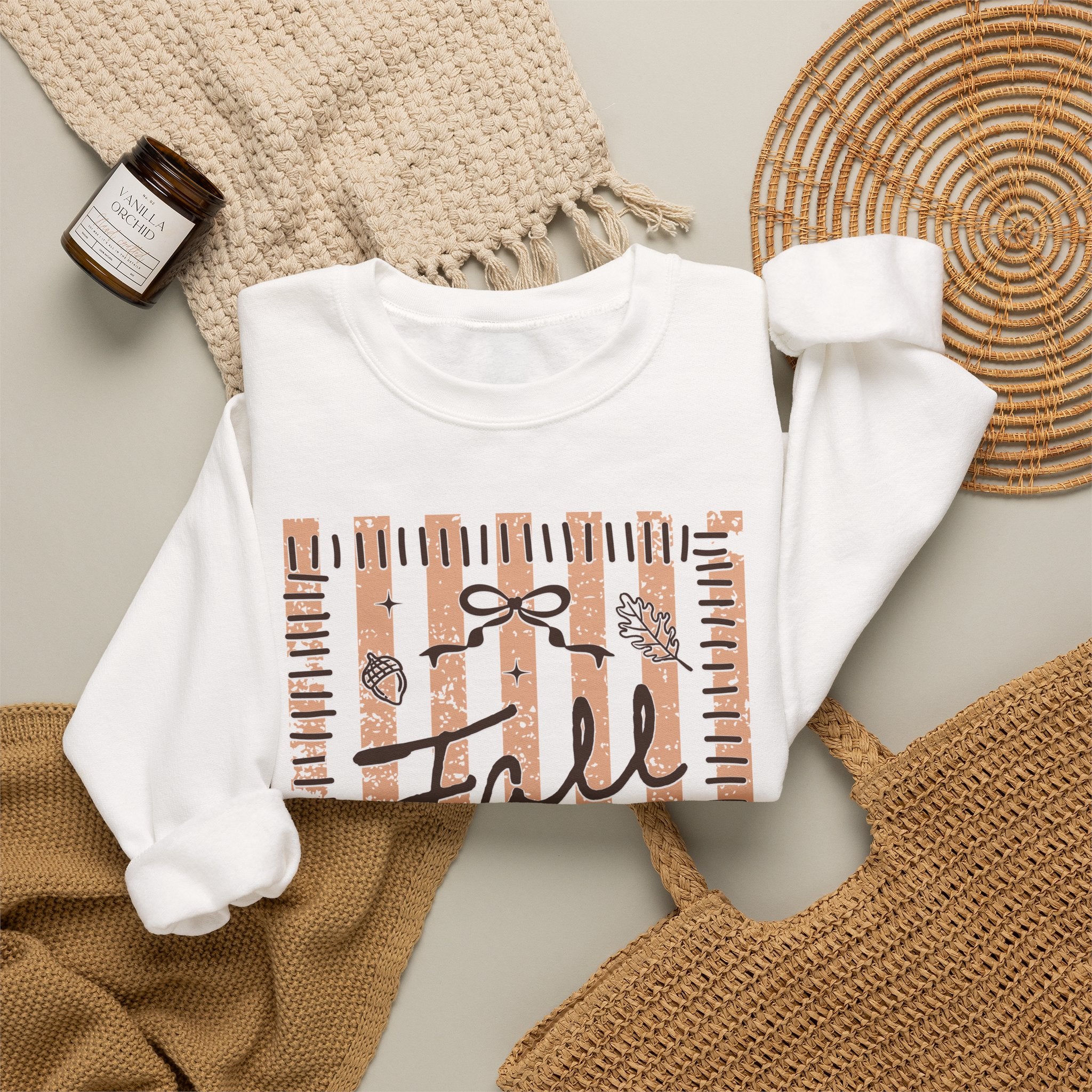 Fall Vibes Striped Crewneck Sweatshirt