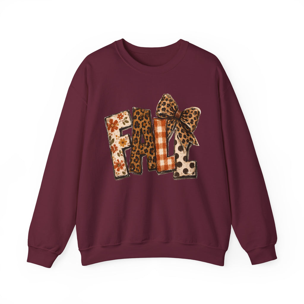 Fall Leopard Patch Crewneck Sweatshirt