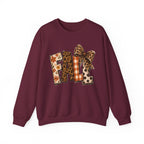 Fall Leopard Patch Crewneck Sweatshirt