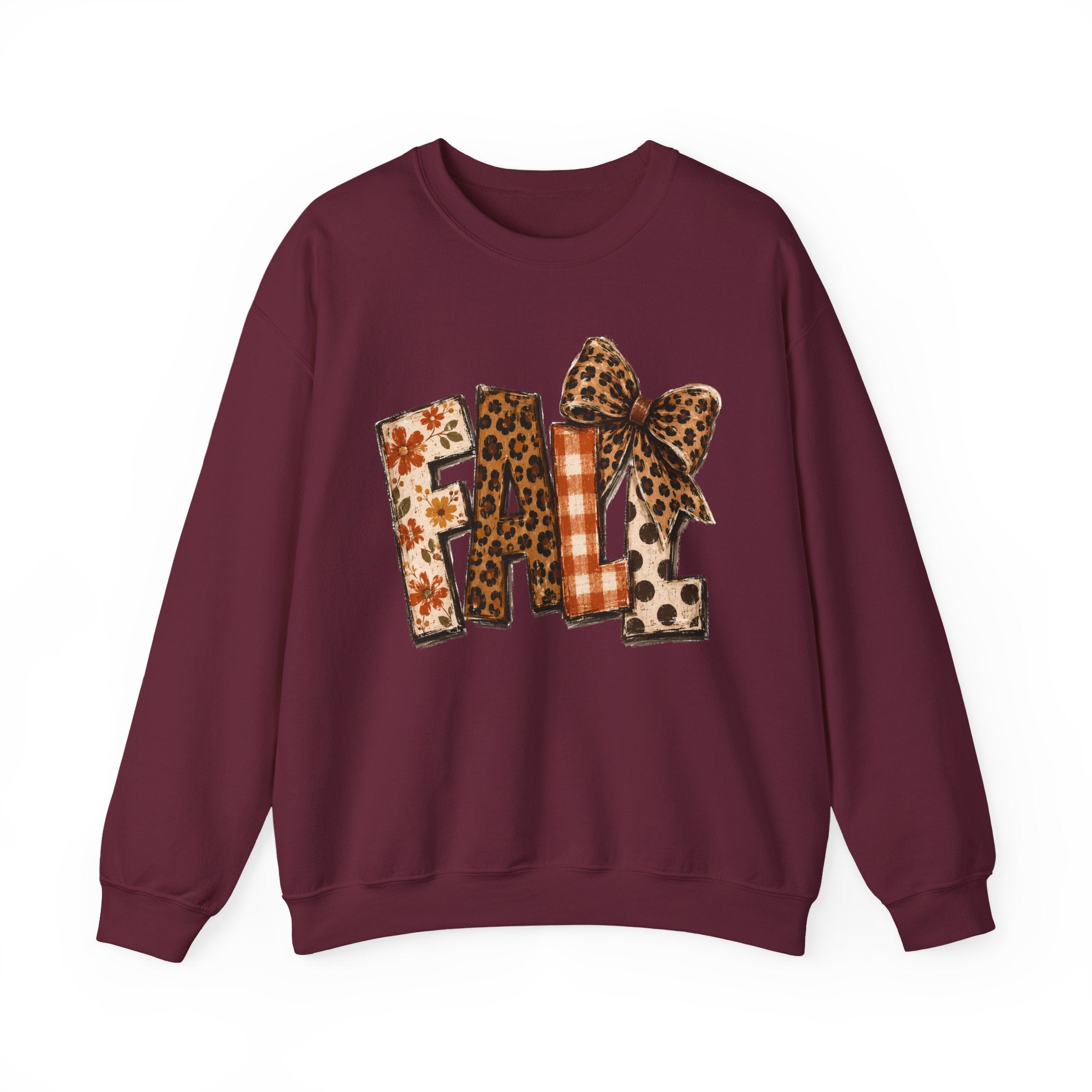Fall Leopard Patch Crewneck Sweatshirt