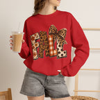 Fall Leopard Patch Crewneck Sweatshirt