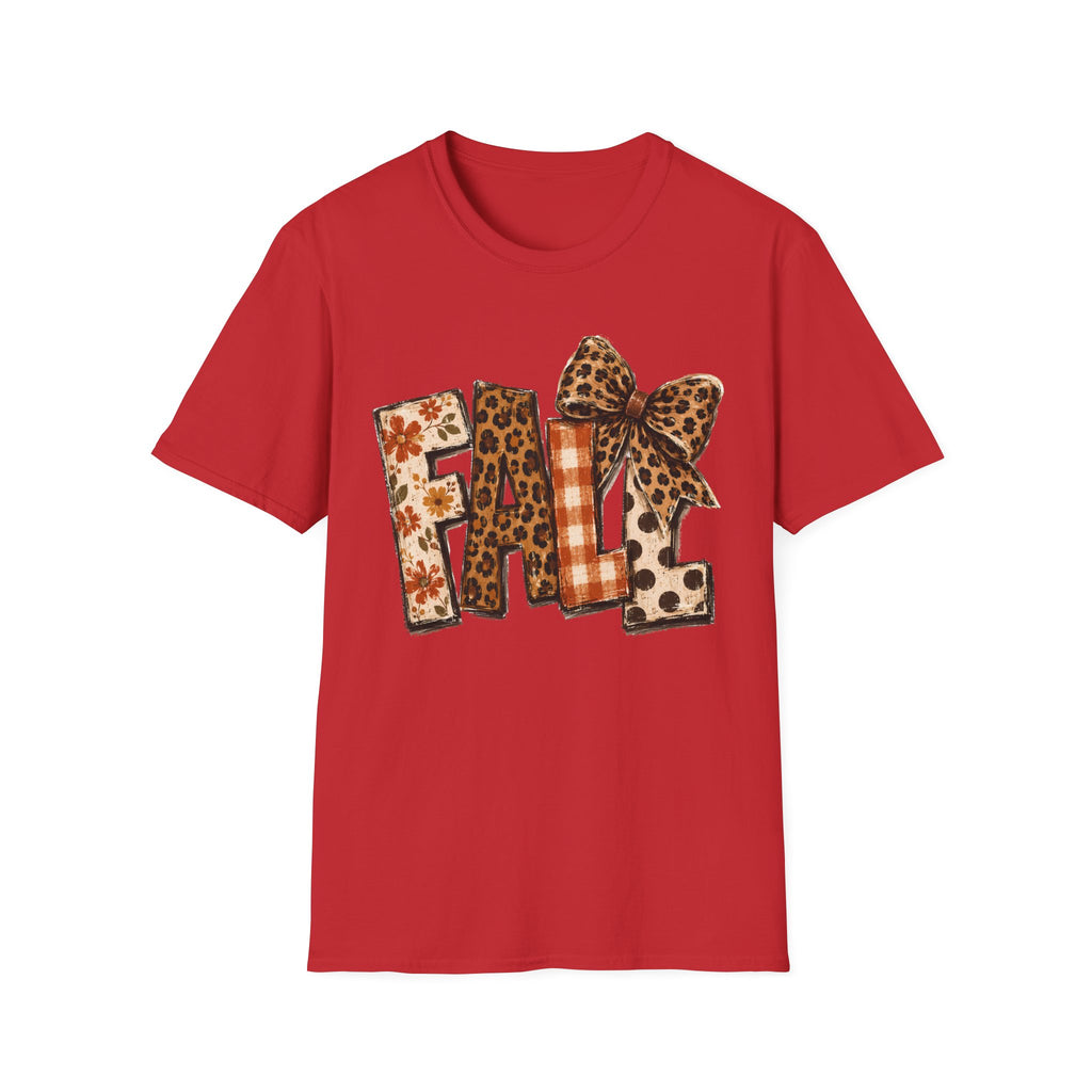 'FALL' Leopard & Plaid Bow T-Shirt