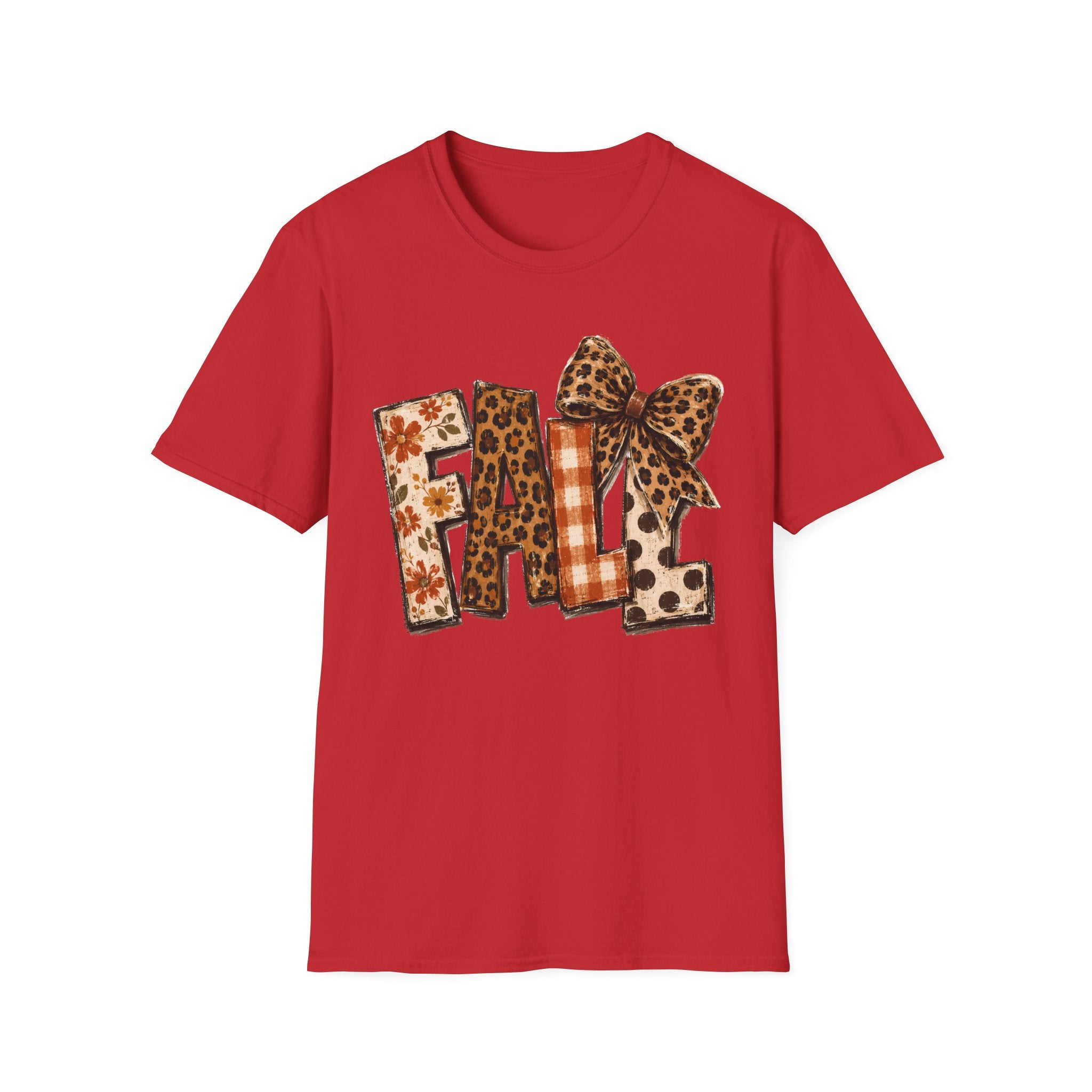 'FALL' Leopard & Plaid Bow T-Shirt