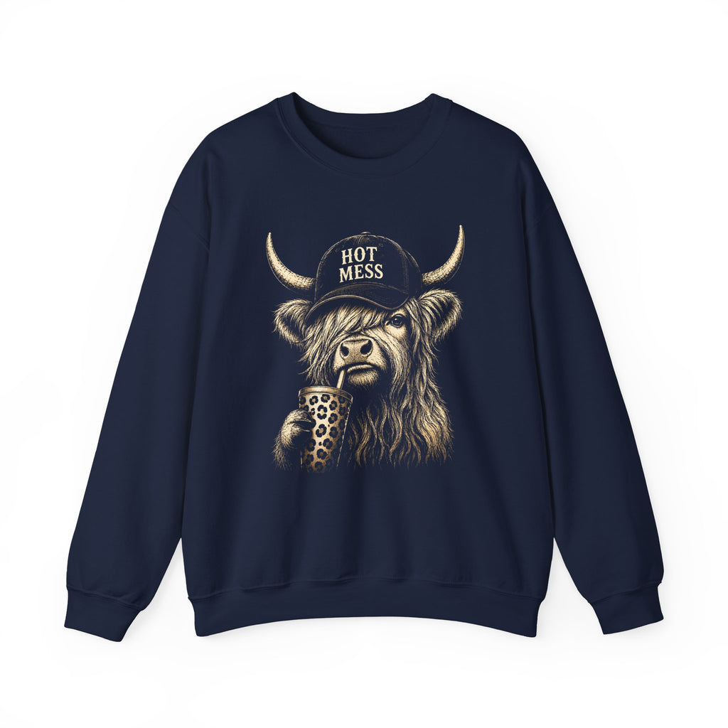 'Hot Mess' Cow Graphic Crewneck