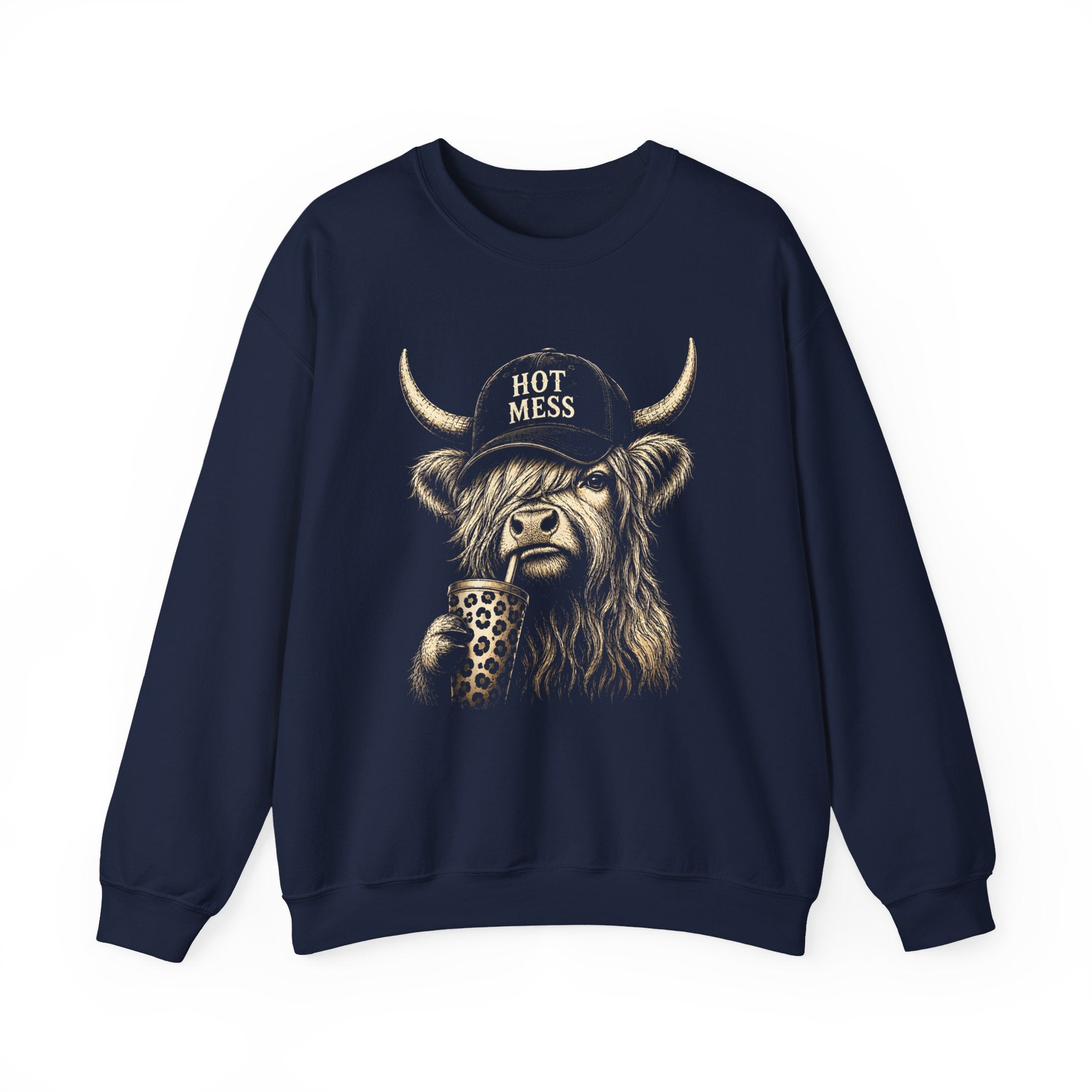 'Hot Mess' Cow Graphic Crewneck