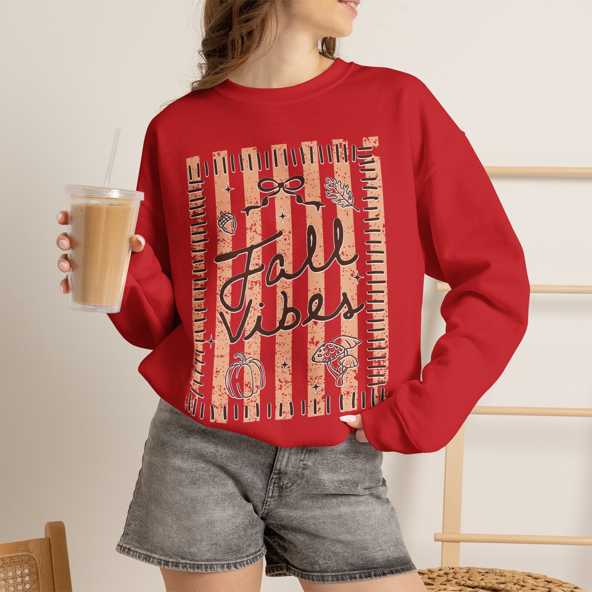 Fall Vibes Striped Crewneck Sweatshirt
