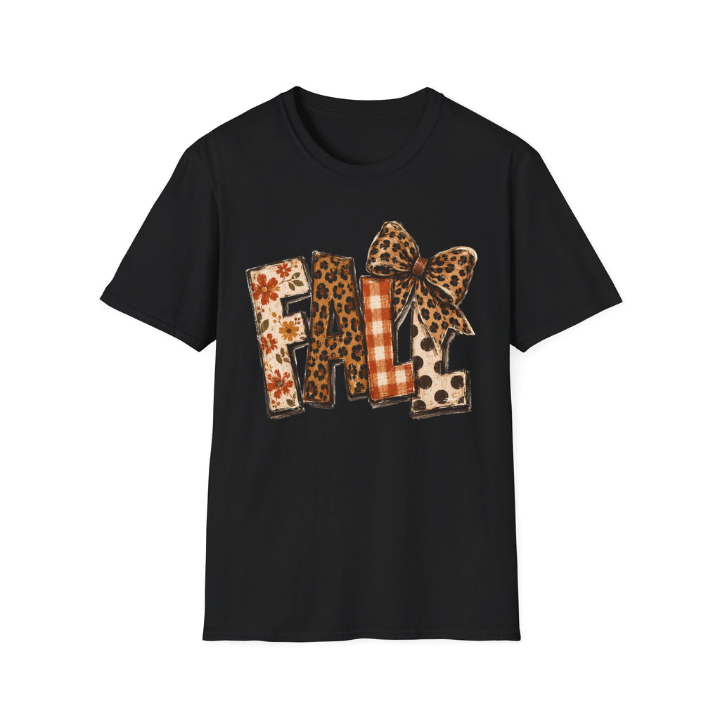 'FALL' Leopard & Plaid Bow T-Shirt
