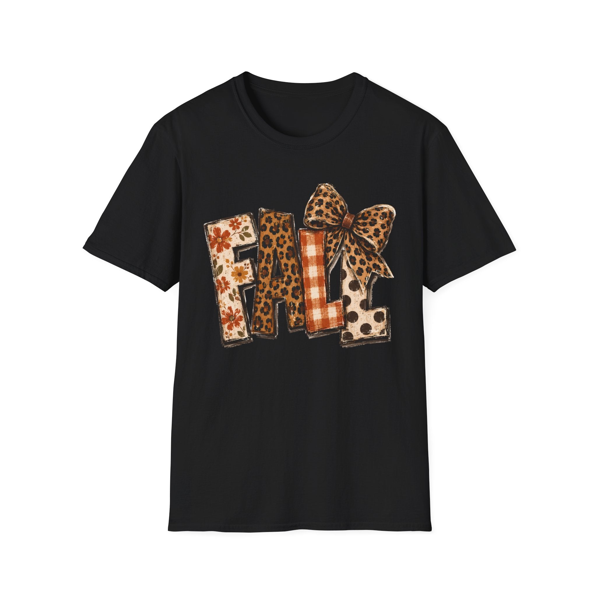 'FALL' Leopard & Plaid Bow T-Shirt