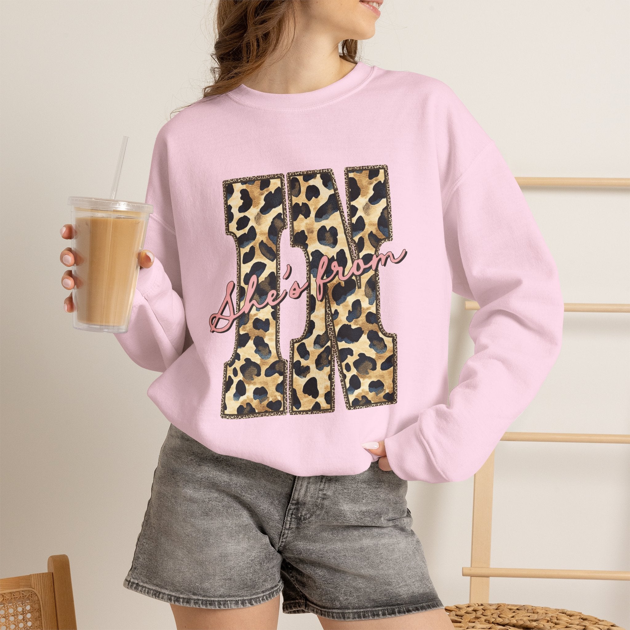 Leopard 'She's From' IN Crewneck