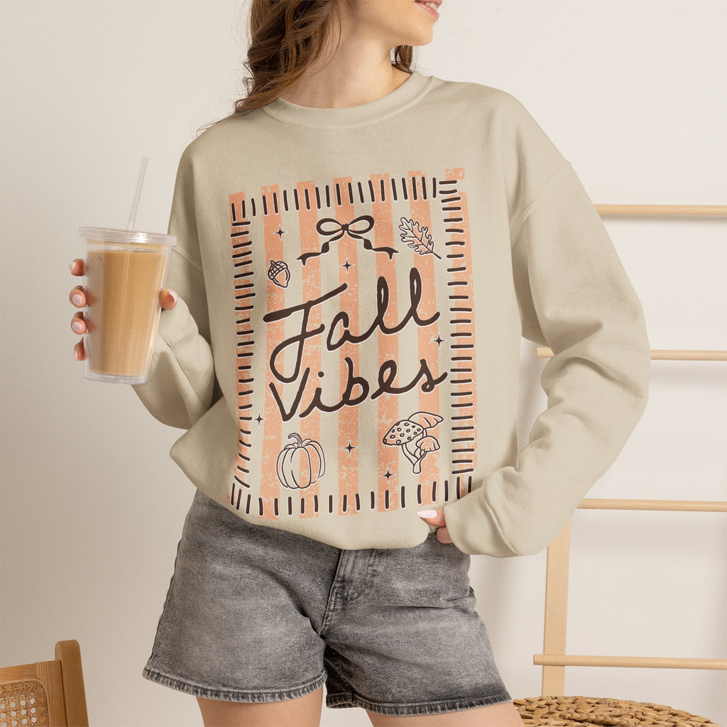 Fall Vibes Striped Crewneck Sweatshirt