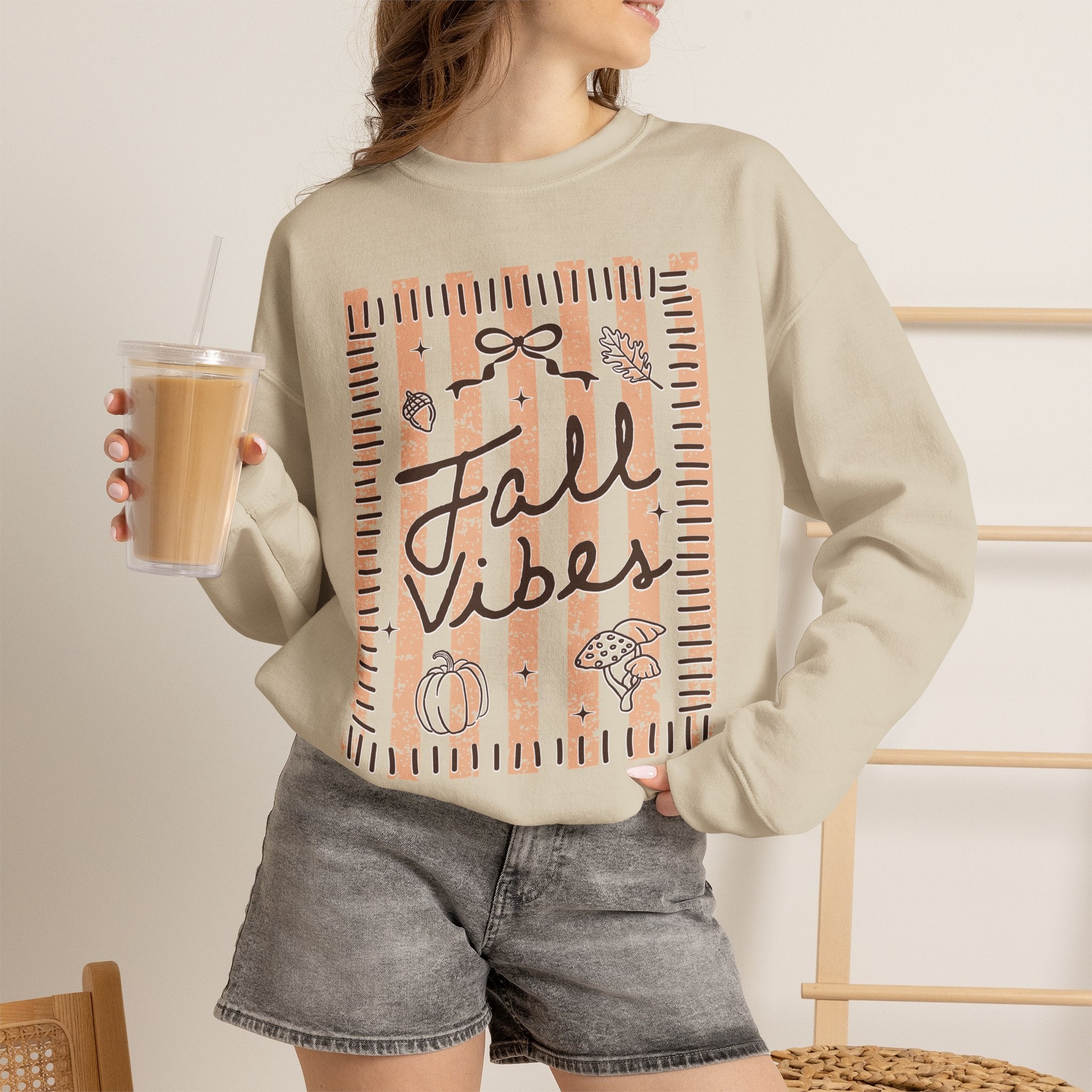 Fall Vibes Striped Crewneck Sweatshirt
