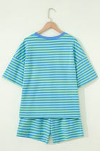 Striped Ribbed Cotton Two-Piece Pant Set