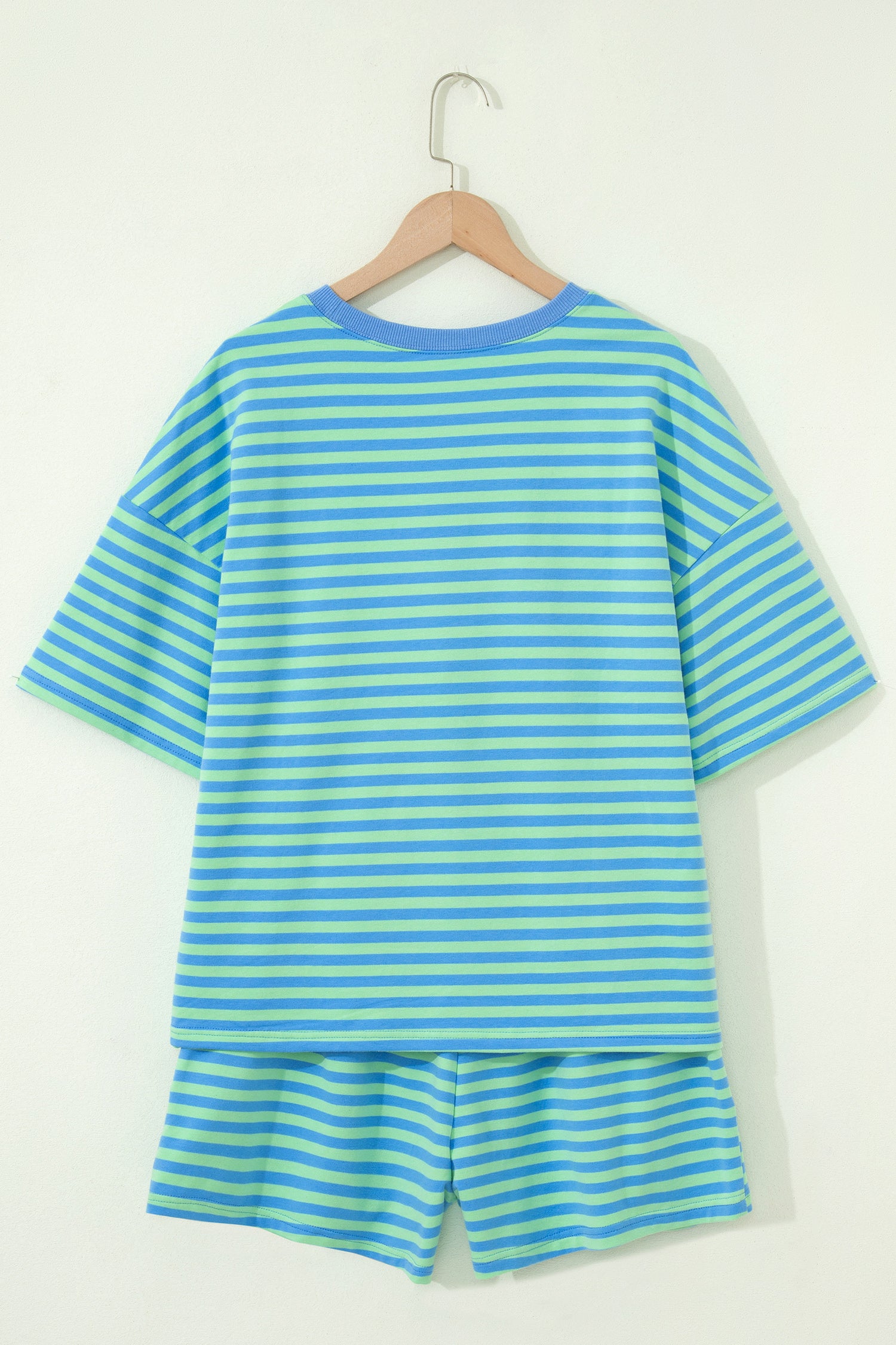 Striped Ribbed Cotton Two-Piece Pant Set
