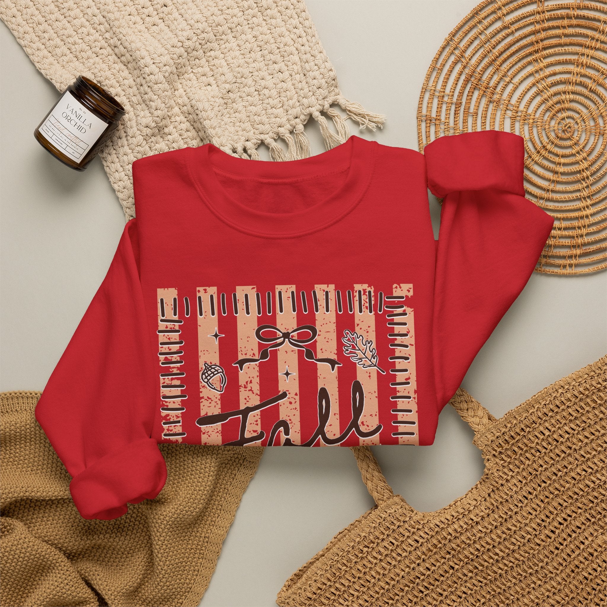 Fall Vibes Striped Crewneck Sweatshirt