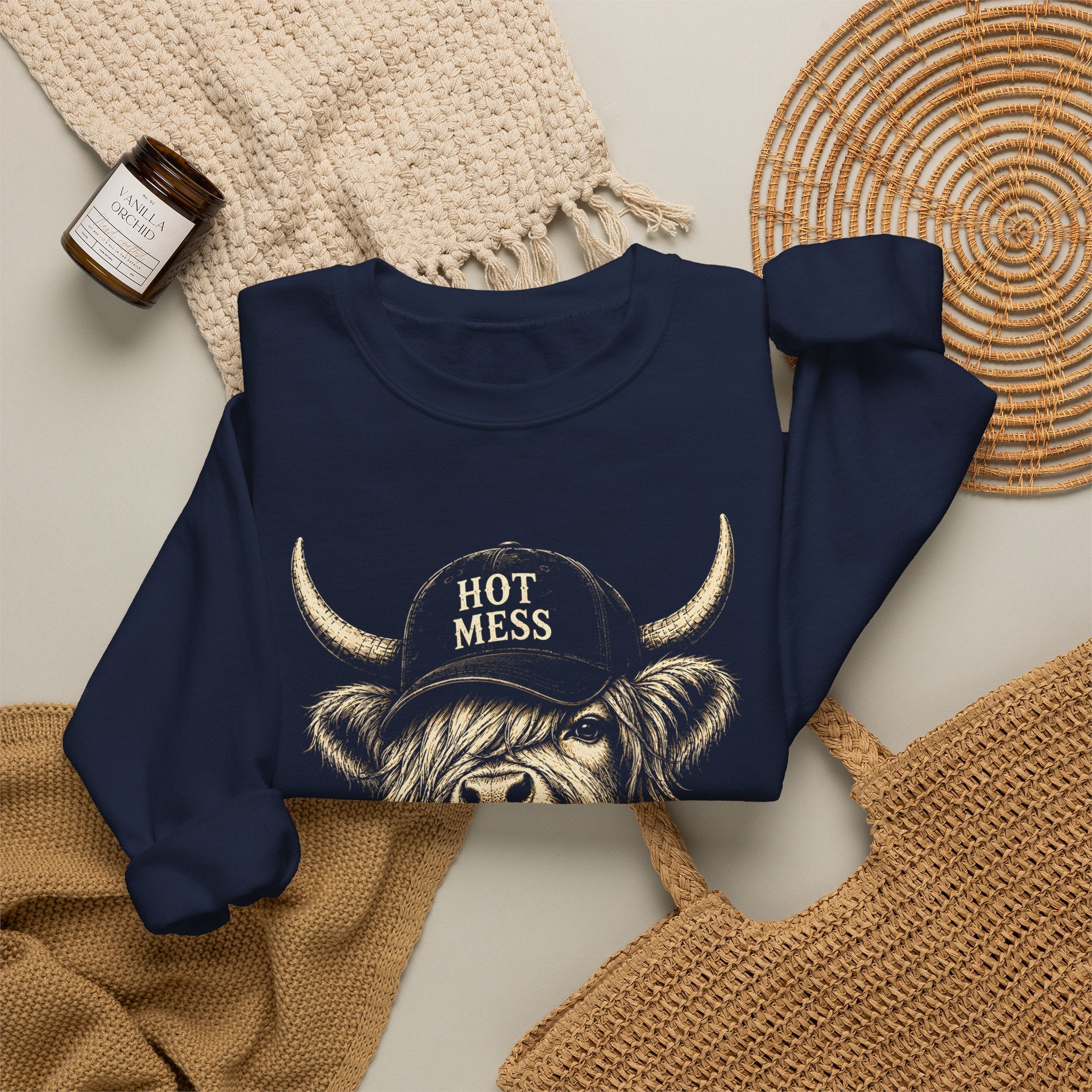 'Hot Mess' Cow Graphic Crewneck