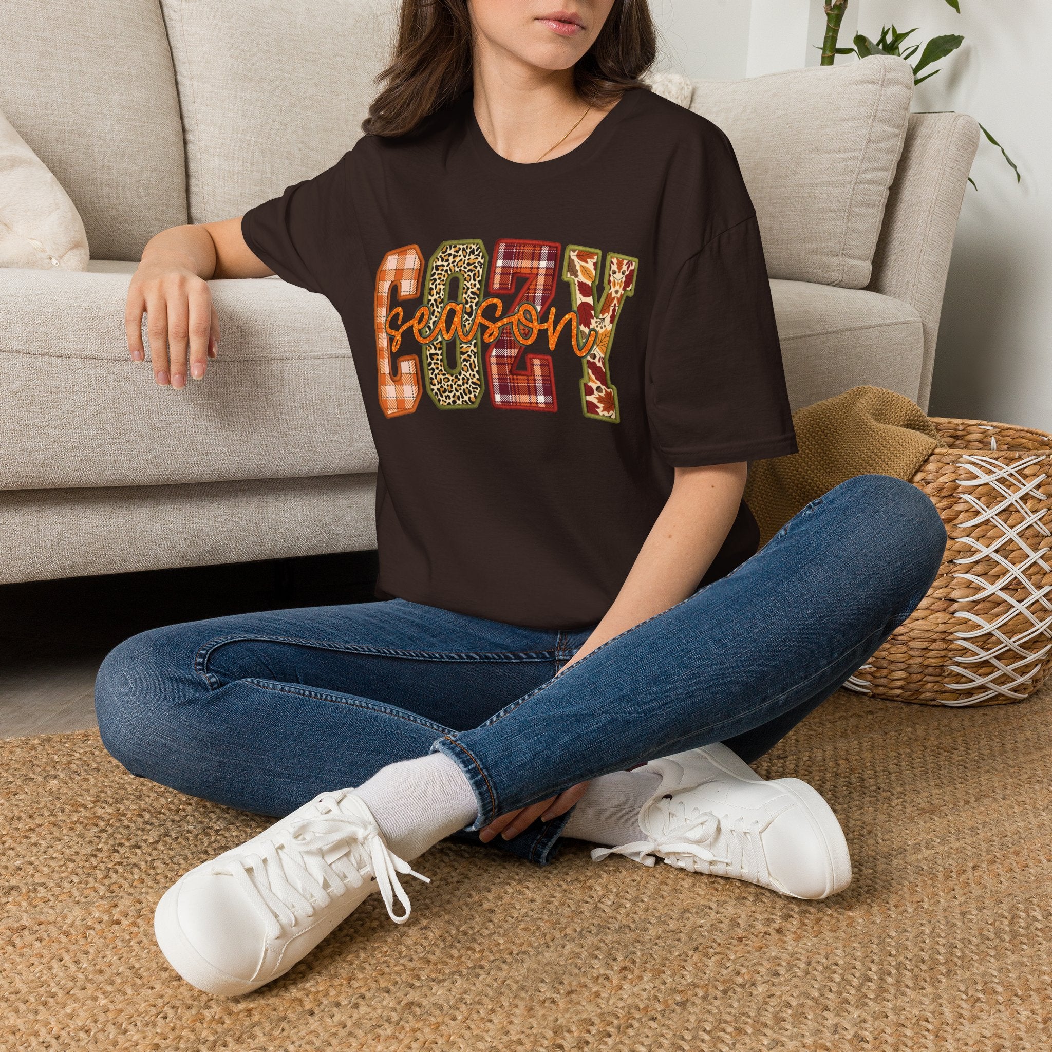 Plaid & Leopard Fall Graphic T-Shirt