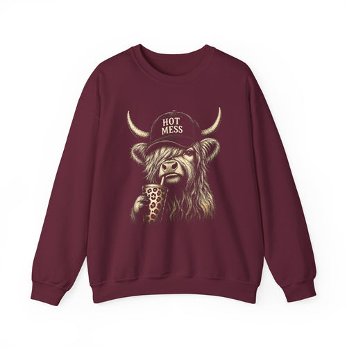 'Hot Mess' Cow Graphic Crewneck