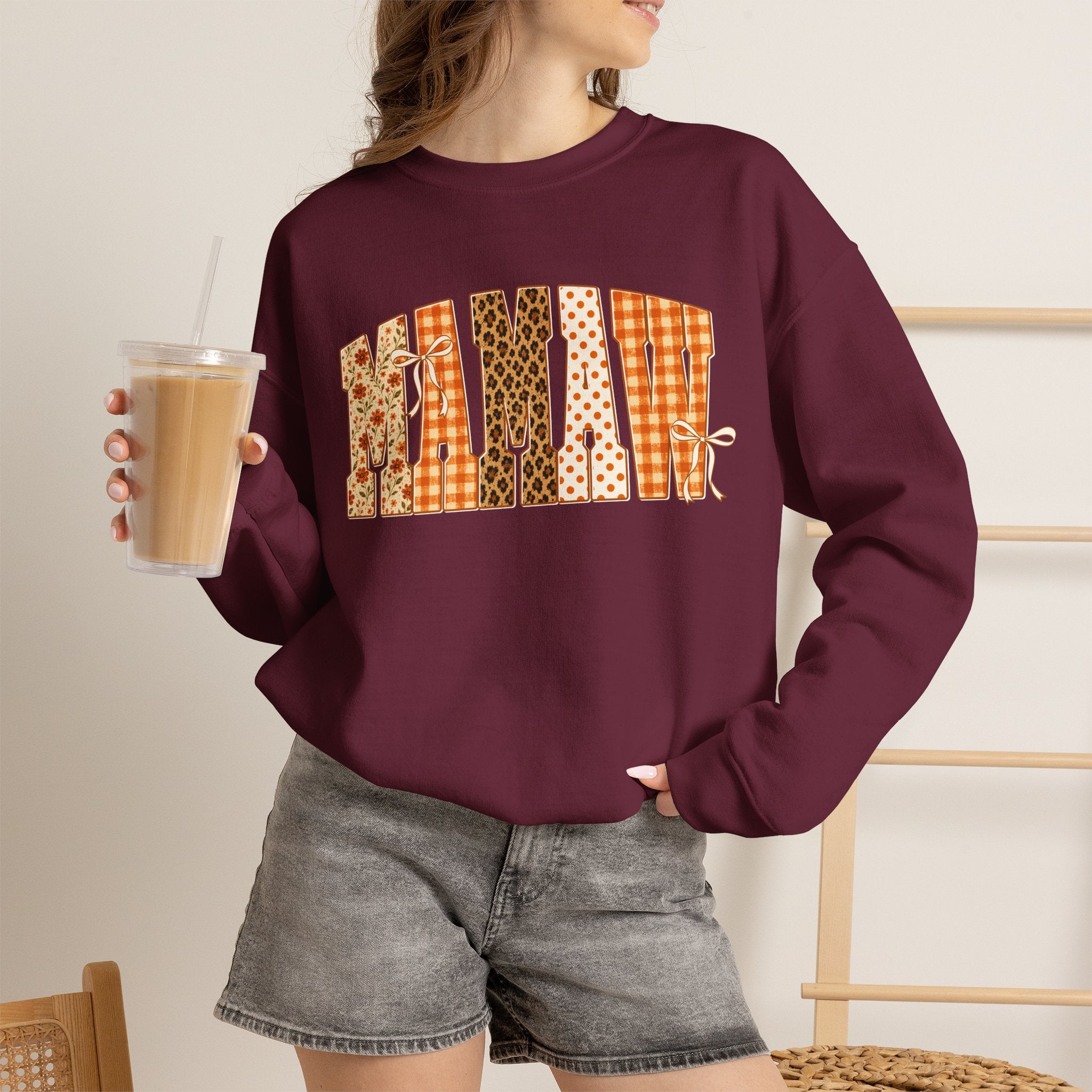 Mamaw Patchwork Crewneck Sweatshirt