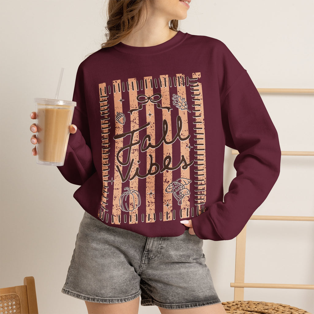Fall Vibes Striped Crewneck Sweatshirt