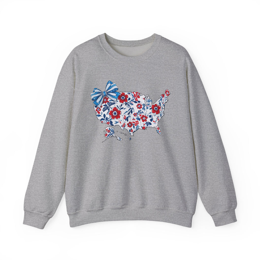 Patriotic Floral USA Crewneck