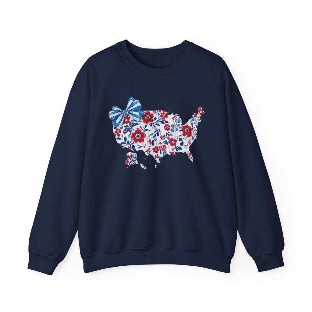 Patriotic Floral USA Crewneck