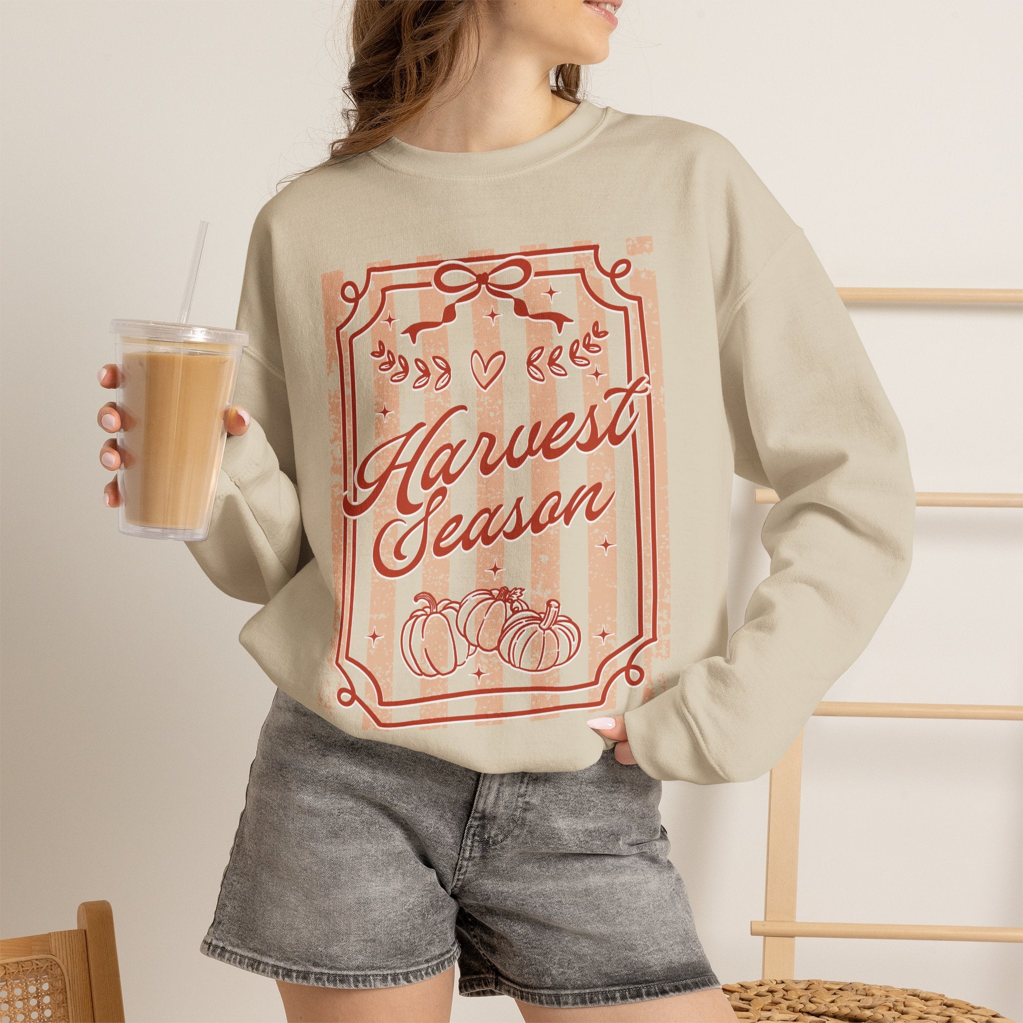 Harvest Season Striped Crewneck Sweatshirt