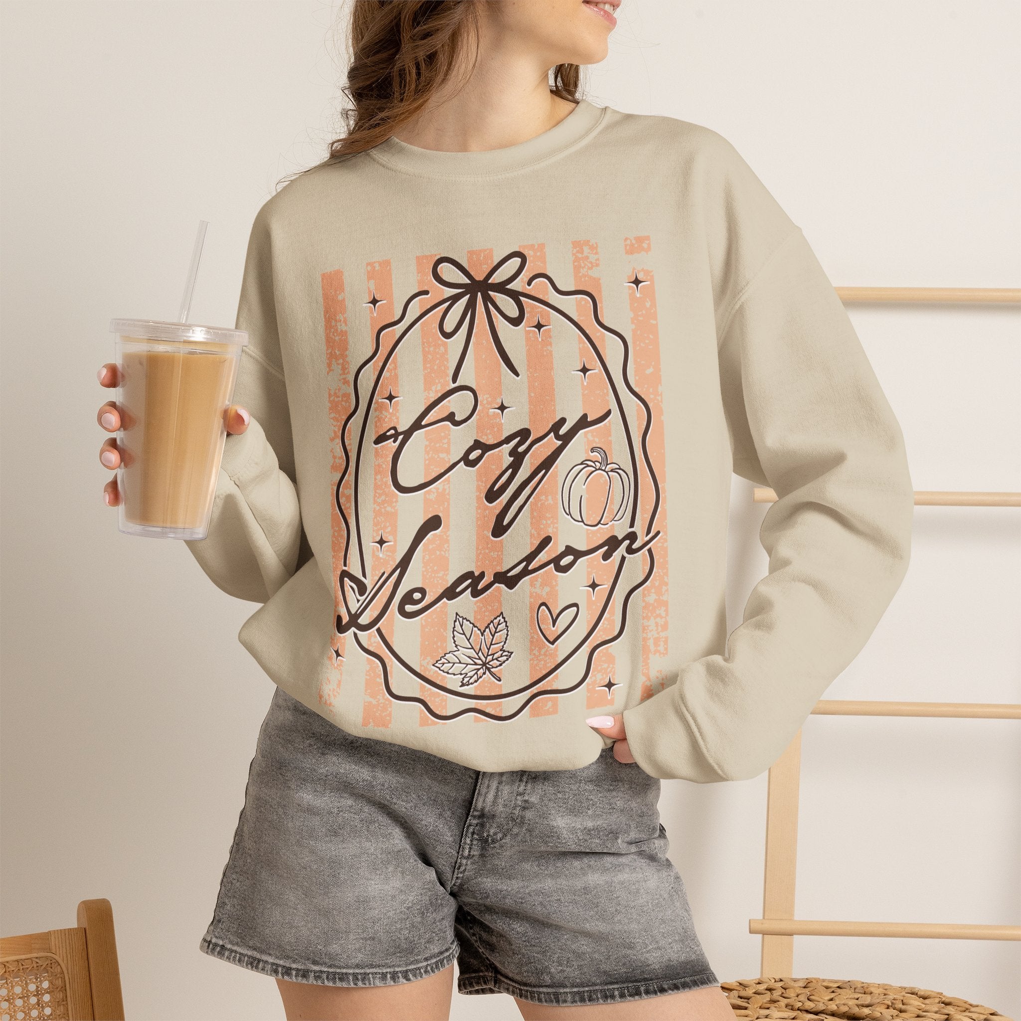 Cozy Season Striped Crewneck Sweatshirt