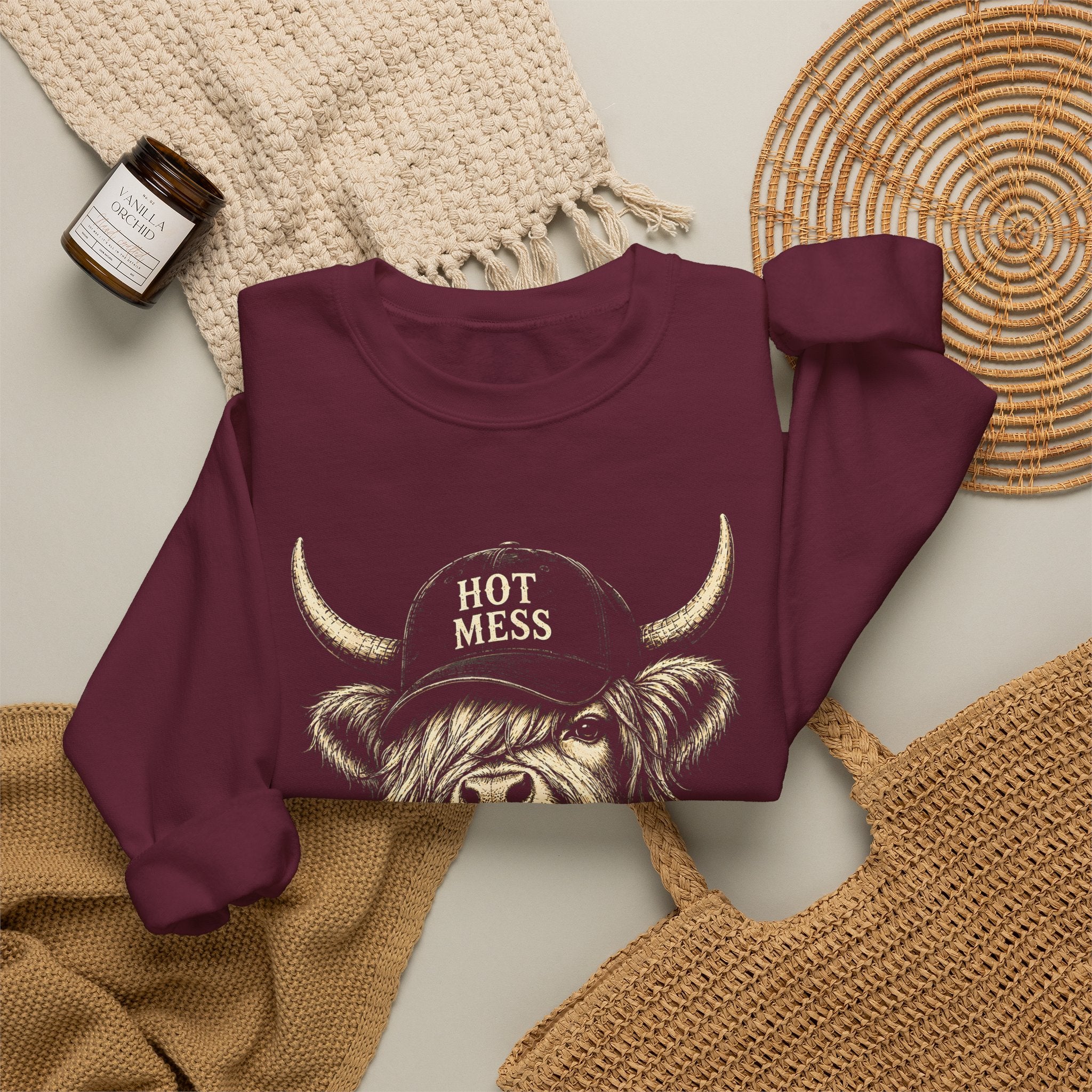 'Hot Mess' Cow Graphic Crewneck