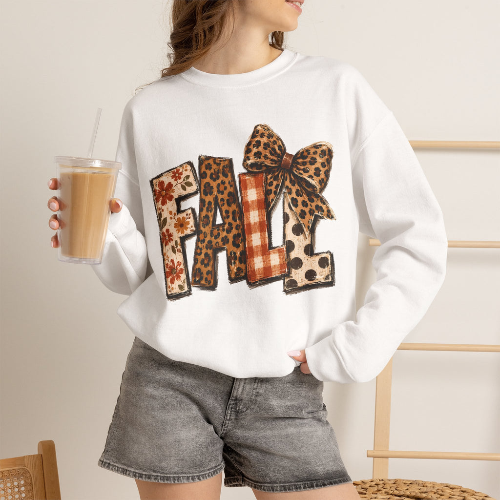 Fall Leopard Patch Crewneck Sweatshirt