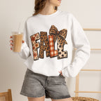 Fall Leopard Patch Crewneck Sweatshirt