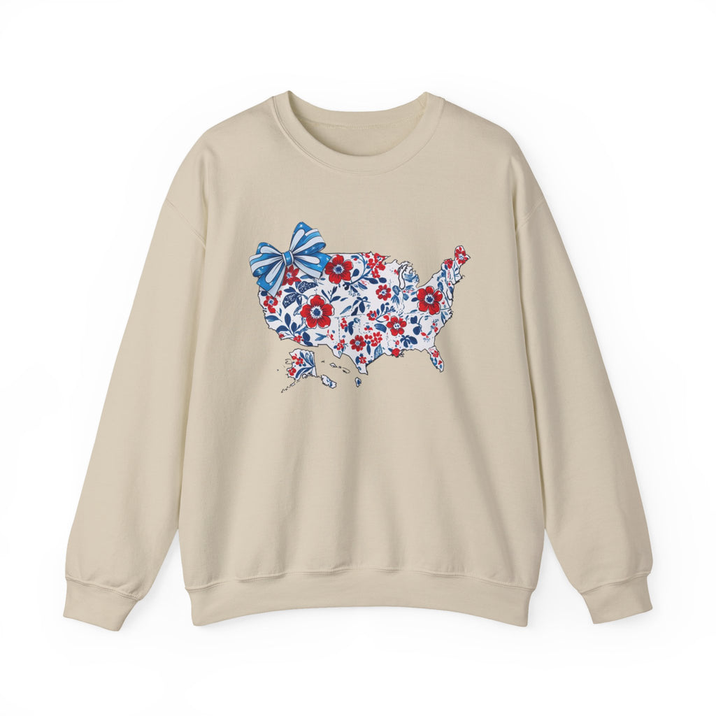 Patriotic Floral USA Crewneck