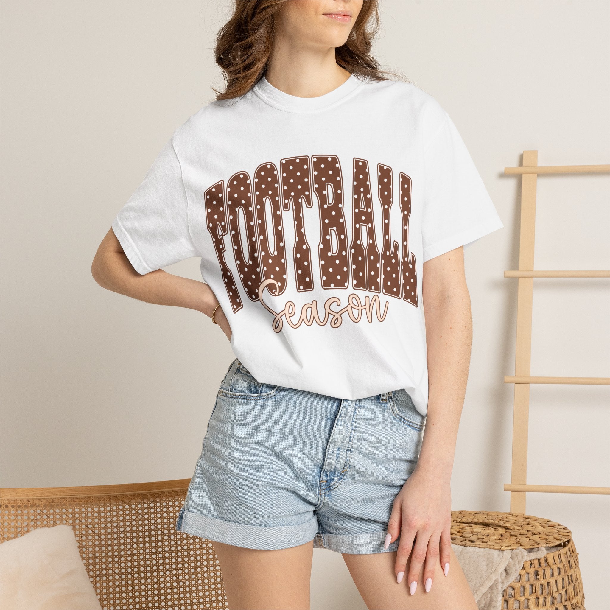 Football Season Retro Polka Dot Graphic T-Shirt