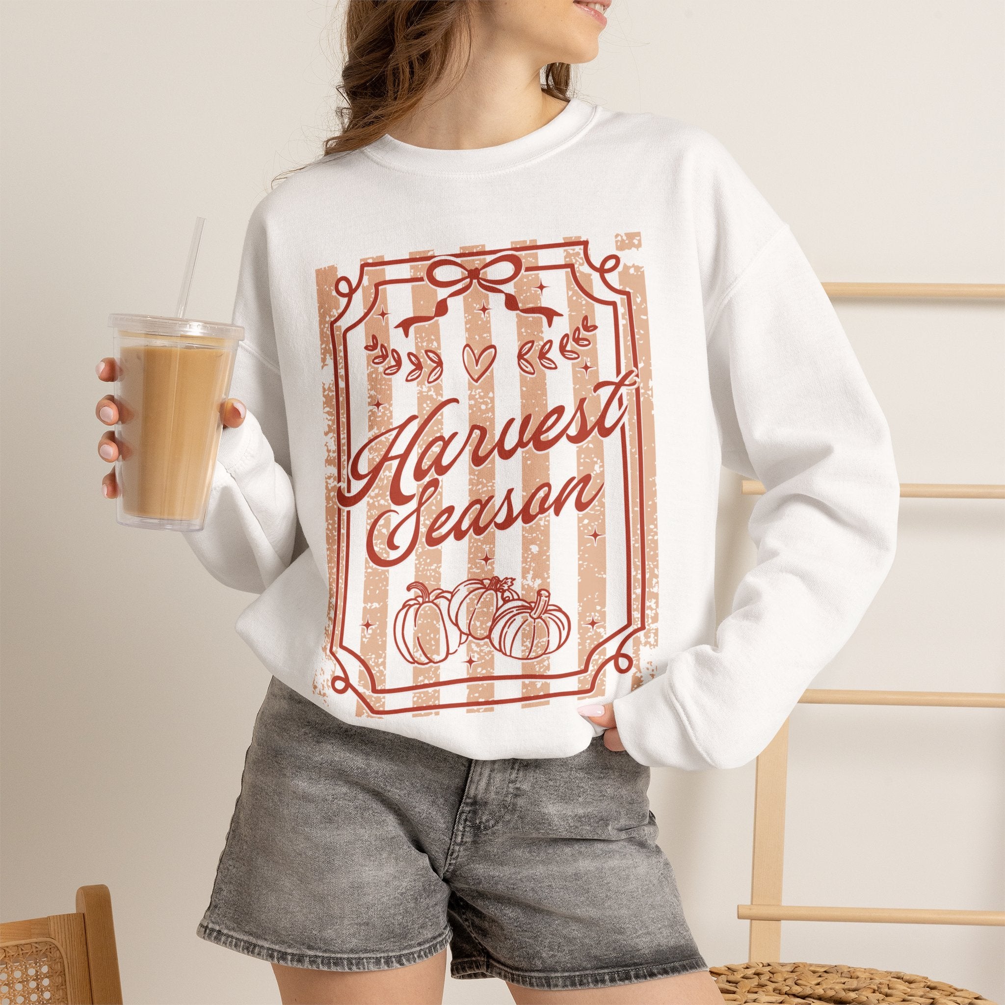 Harvest Season Striped Crewneck Sweatshirt