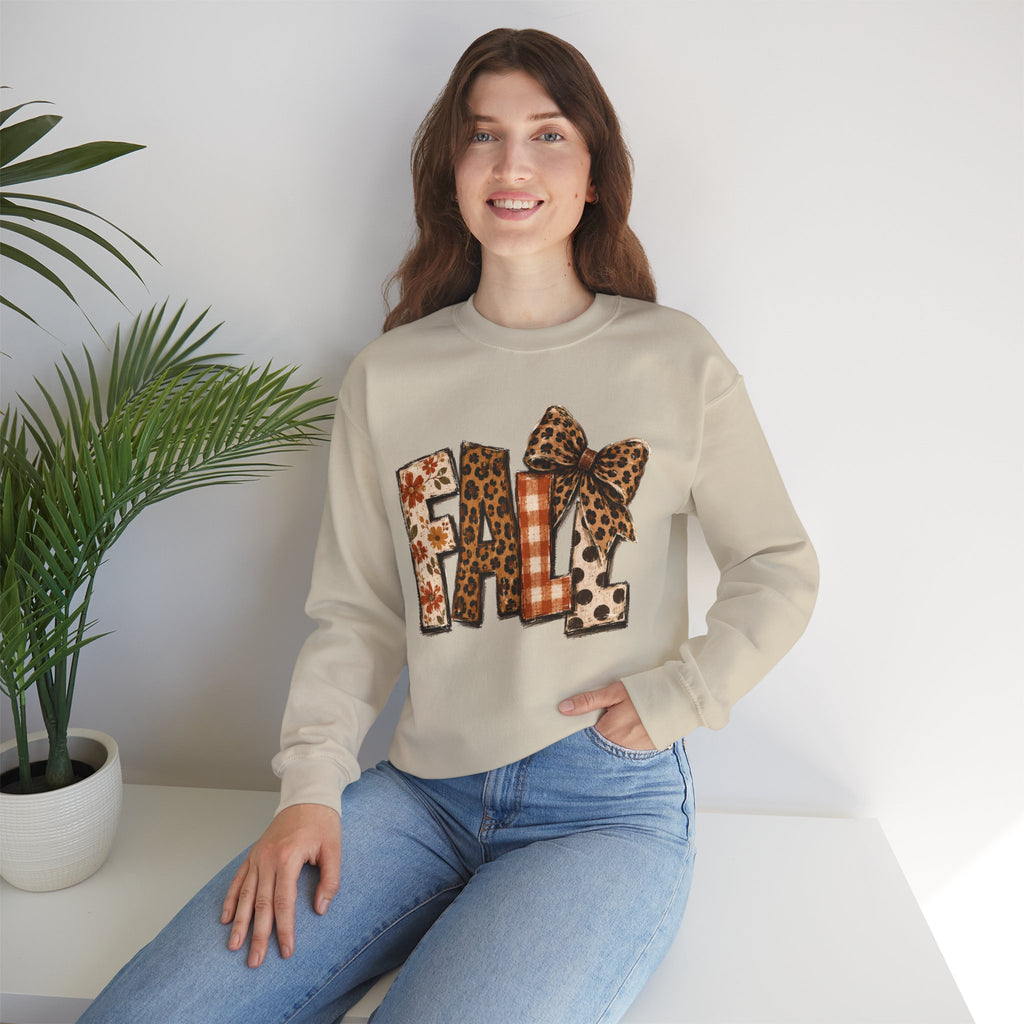 Fall Leopard Patch Crewneck Sweatshirt