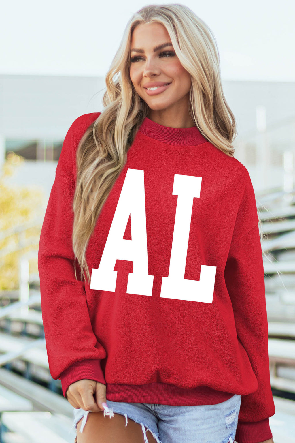ALABAMA/ AL Double Side Printed Mock Neck Reversible Sweatshirt