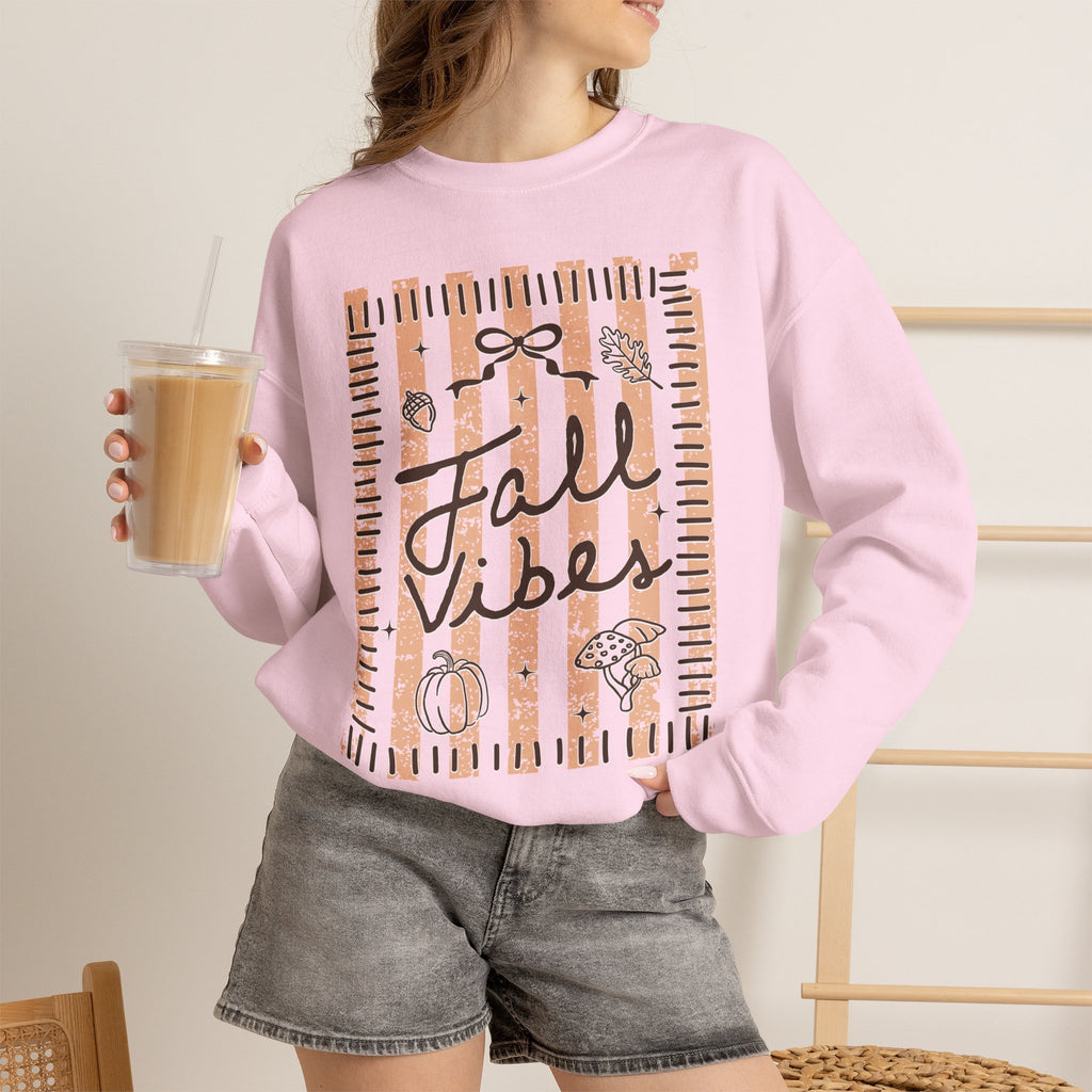 Fall Vibes Striped Crewneck Sweatshirt