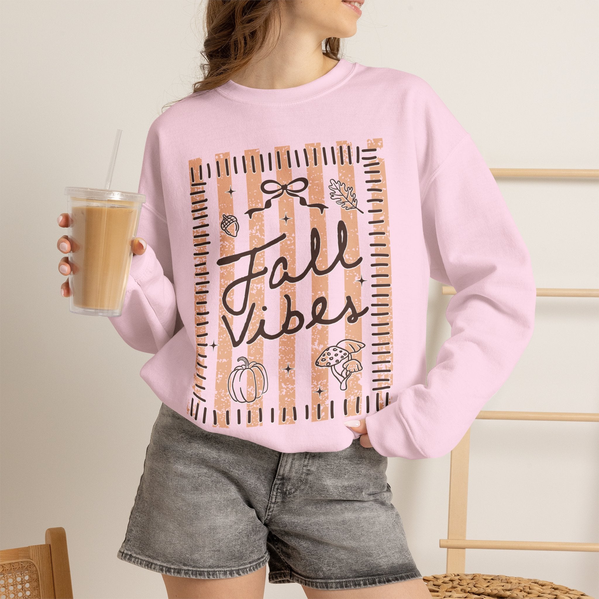 Fall Vibes Striped Crewneck Sweatshirt