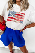 Faux Patchwork US Flag Casual Tee