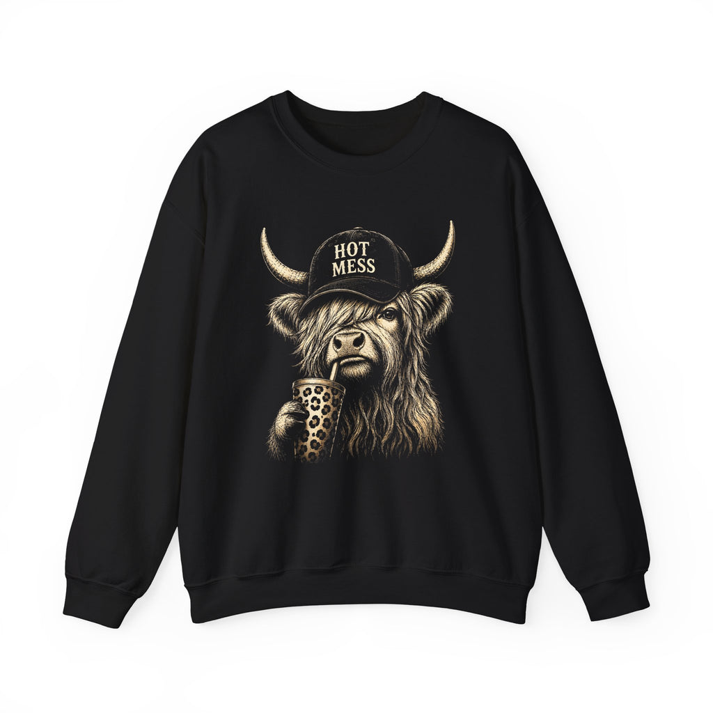 'Hot Mess' Cow Graphic Crewneck