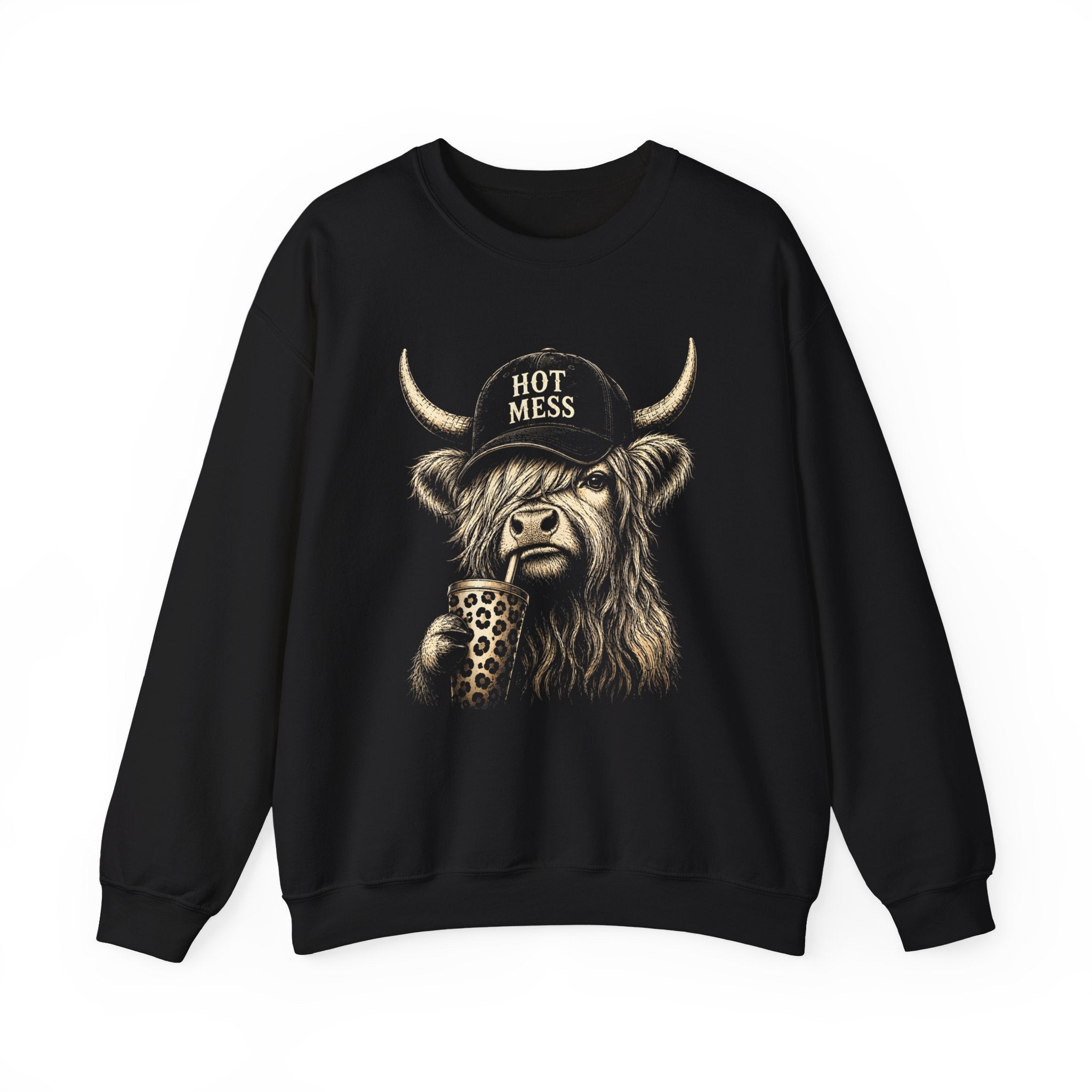 'Hot Mess' Cow Graphic Crewneck