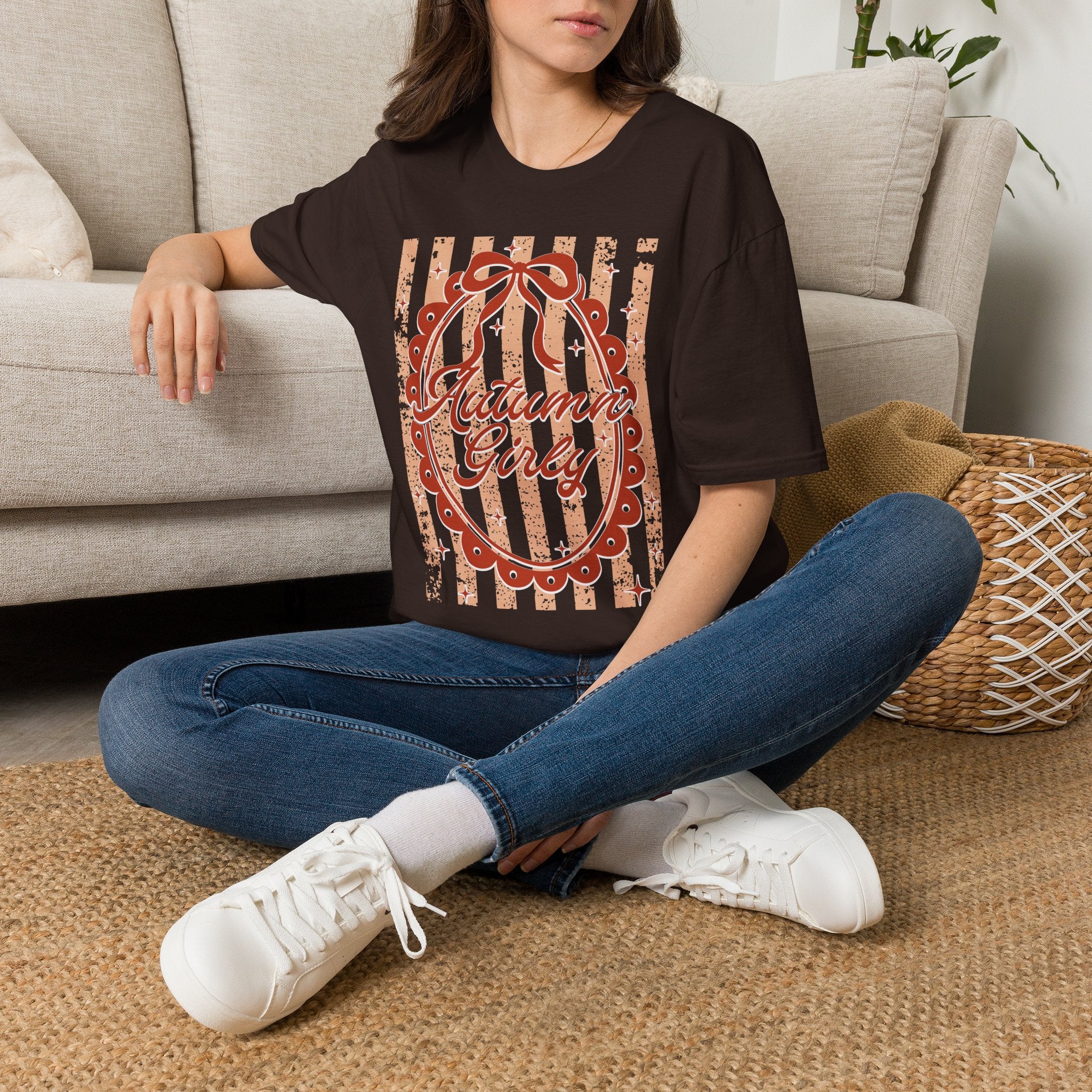 Autumn Girly Vintage Ribbon Fall T‑Shirt