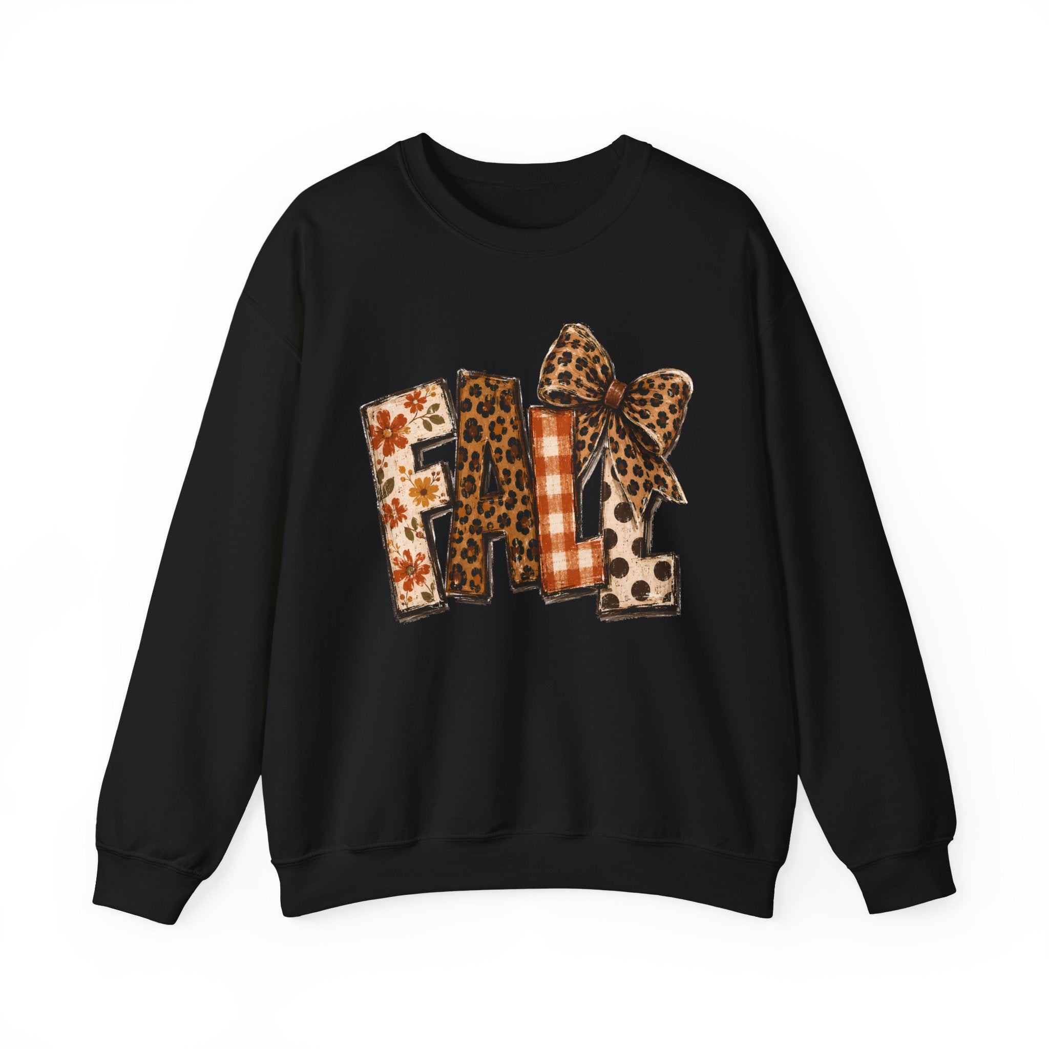 Fall Leopard Patch Crewneck Sweatshirt