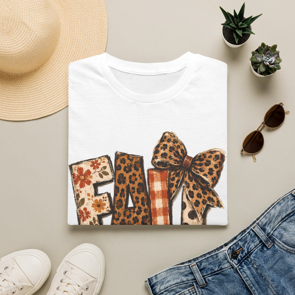 'FALL' Leopard & Plaid Bow T-Shirt
